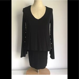White House Black Market Black Knit Tunic Sz XXS